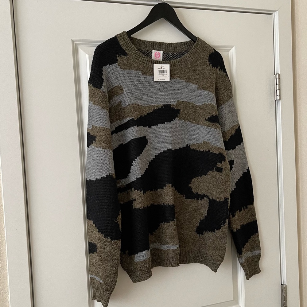 Camo knit sweater